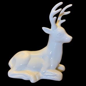 Ceramic Deer Statue Glazed White